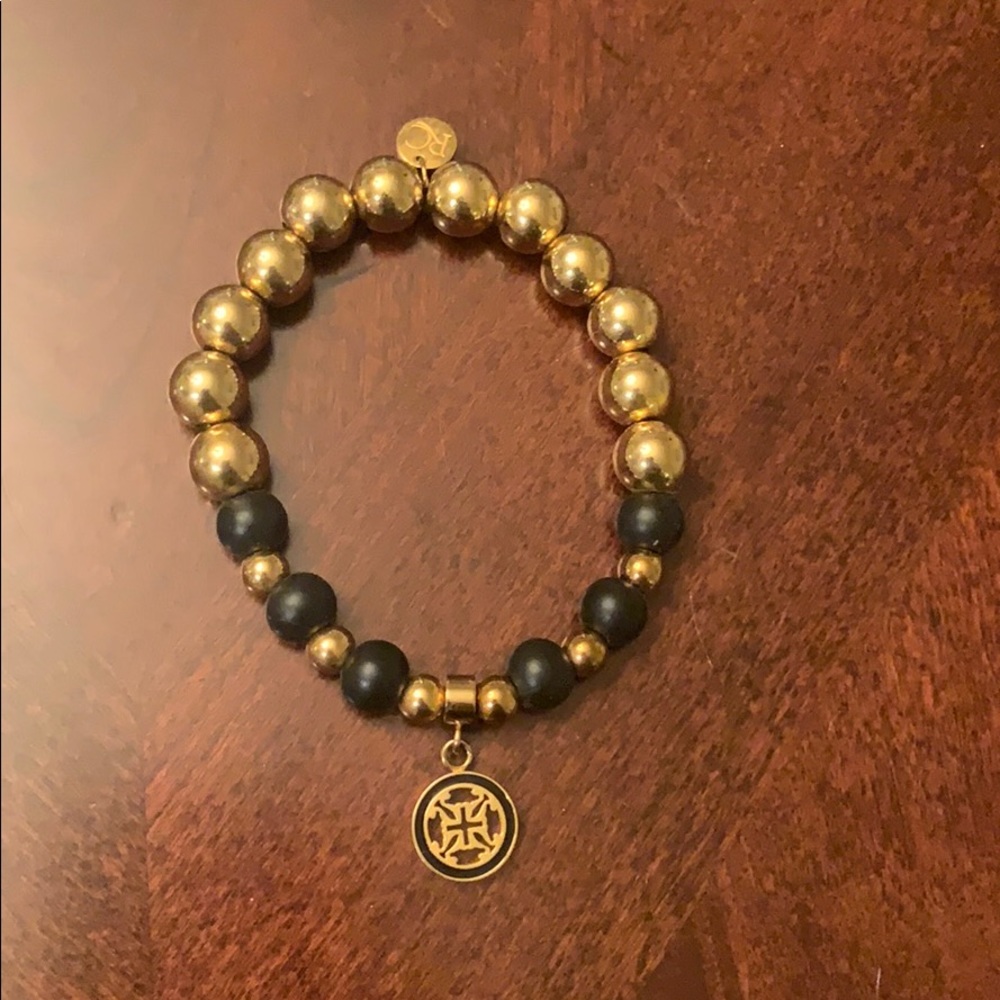 Rustic Cuff Black and Gold Bracelet